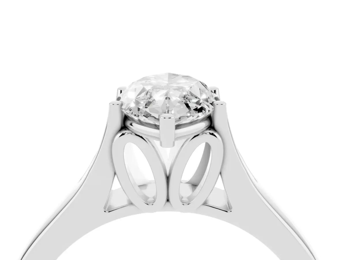 Marquise Cut Solitaire Diamond Ring with Cathedral Band and Four-Prong Setting Silver