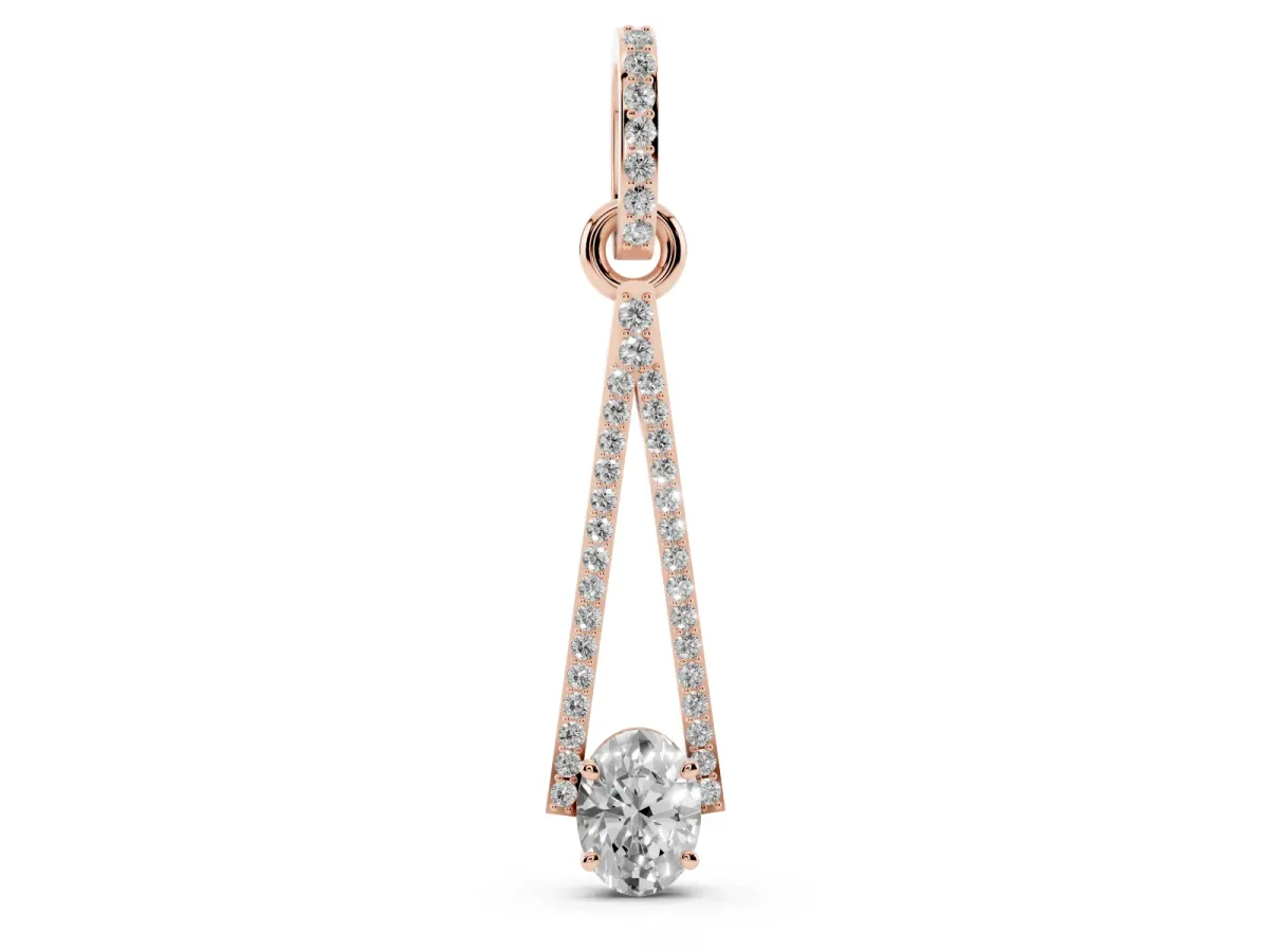 Round Diamond V-Prong Pavé Pendant Rose gold