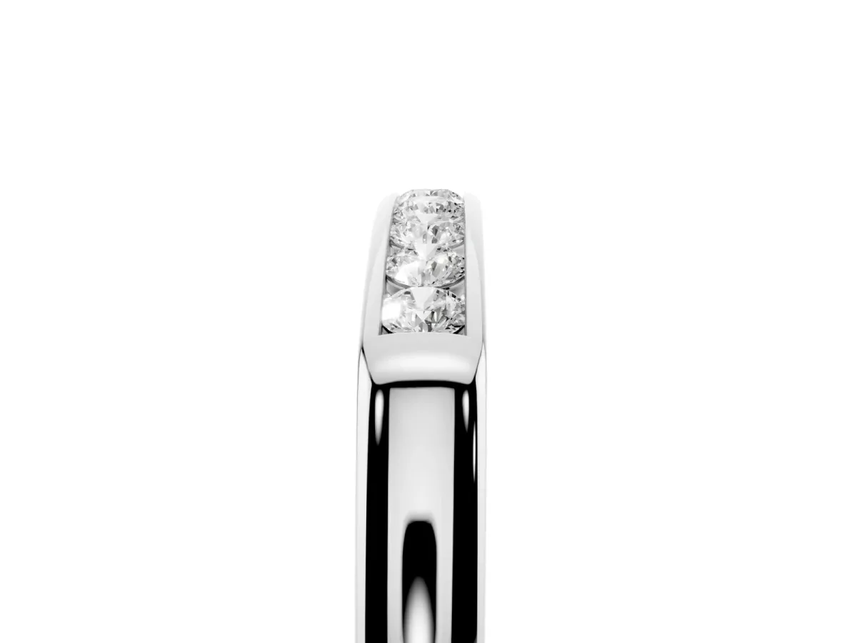 Channel Set Round Diamond Flat Band Silver