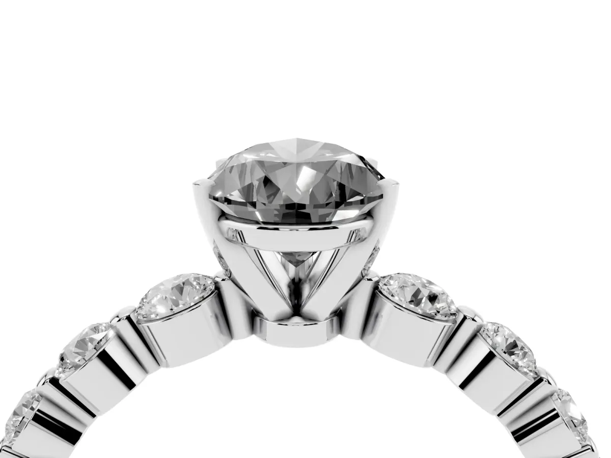 Fancy Black Pear Cut Solitaire Diamond Ring with Pave Band and Four-Prong Setting Silver