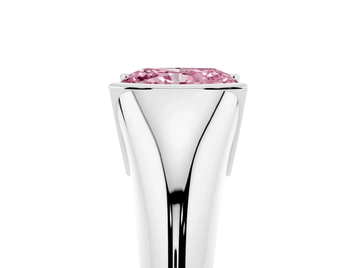 Fancy Pink Radiant Cut Solitaire Tension Set Diamond Ring Platinum
