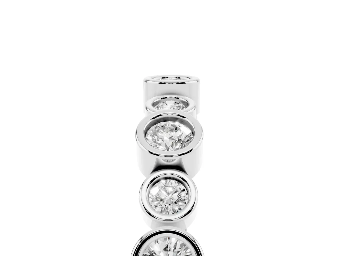 Bezel Set Round Diamond Half Eternity Band Platinum