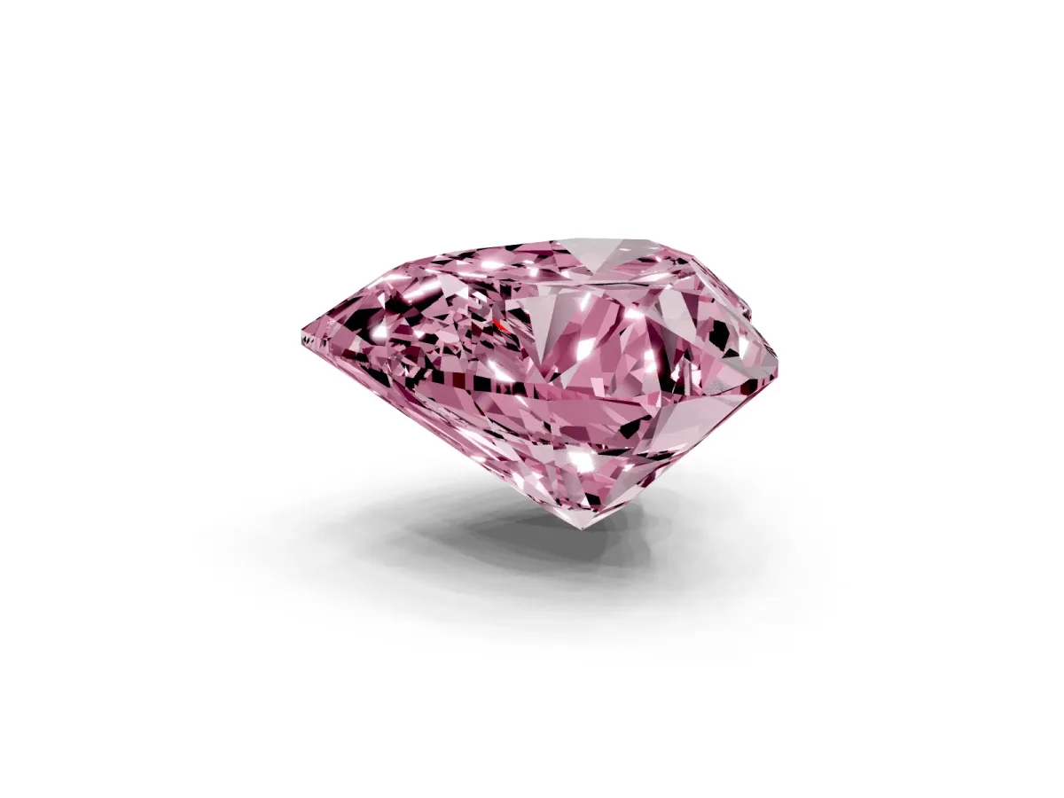 Fancy Pink Heart Cut Diamond Ring with Marquise Side Stones and Prong Setting Rose gold