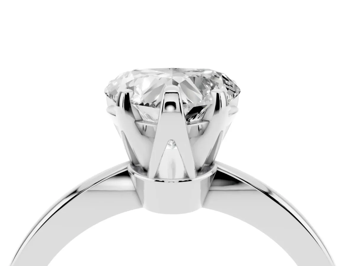 Heart Cut Solitaire Engagement Ring with Six-Prong Setting and Tapered Band Silver