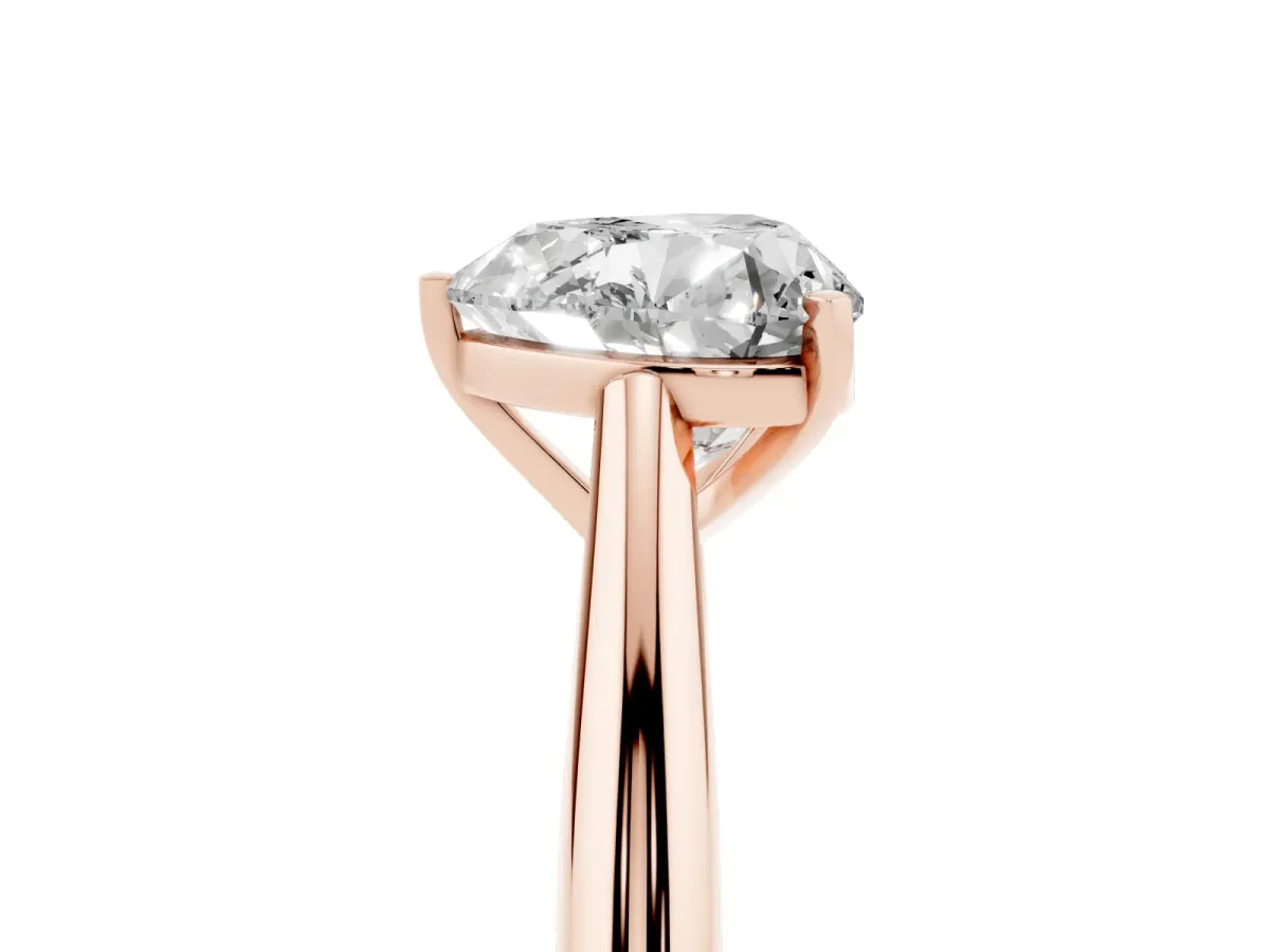 Heart Cut Diamond Solitaire Engagement Ring with Cathedral Setting and Four-Prong Mount Rose gold