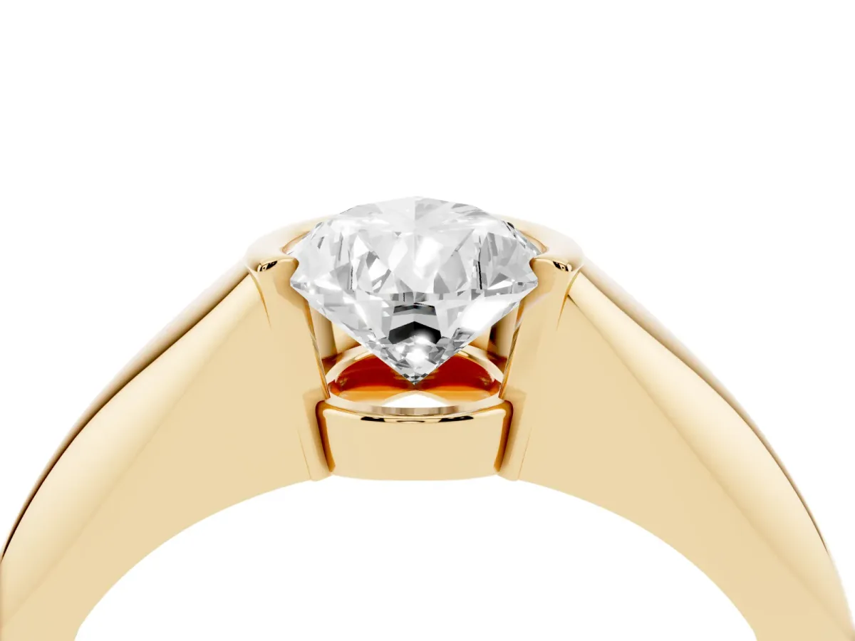 Pear Cut Solitaire Tension Set Diamond Ring Yellow gold