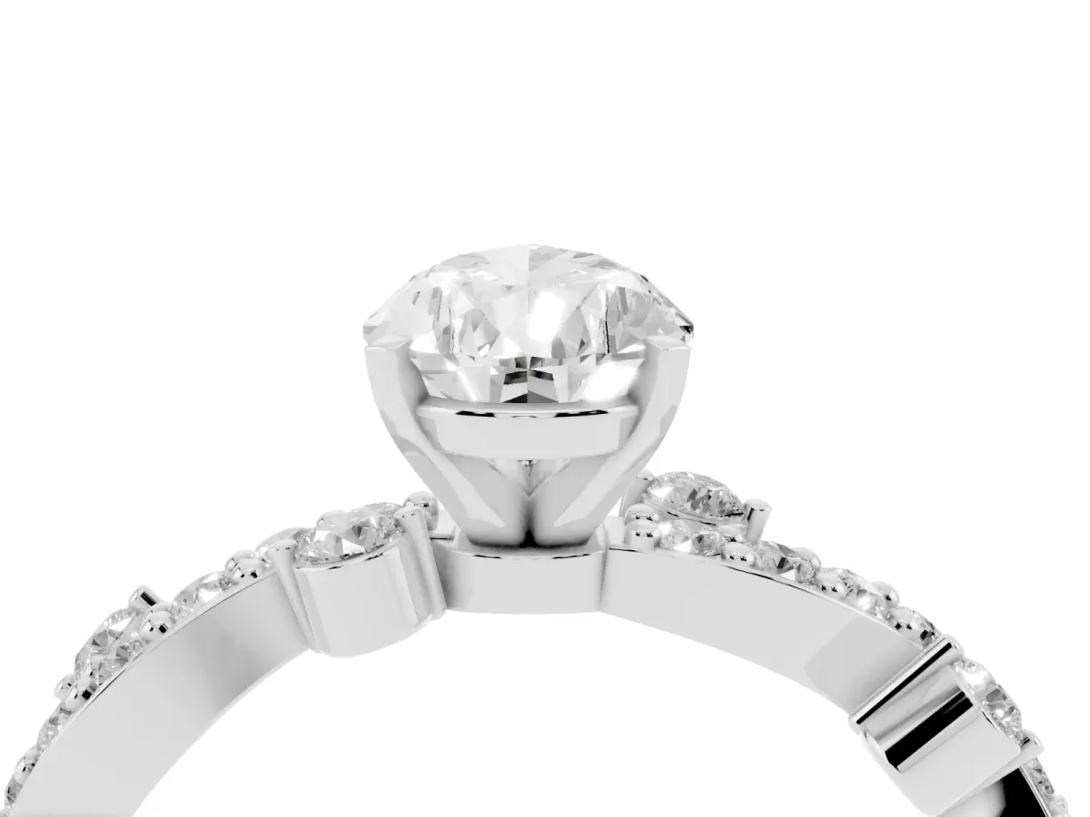 Pear Cut Cut Solitaire Diamond Twisted Band with Pave Setting Silver