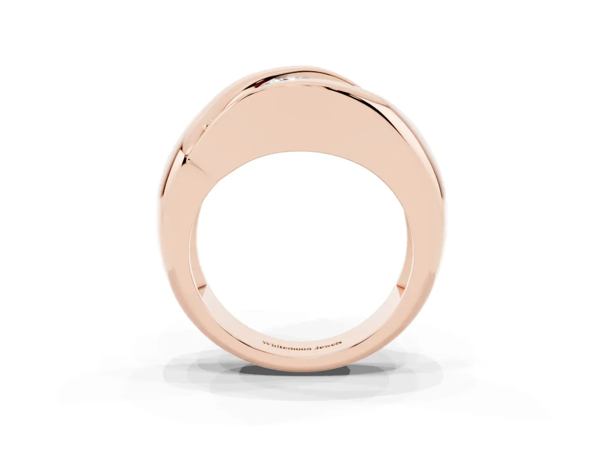 Channel Set Radiant Cut Diamond Crossover Band Rose gold