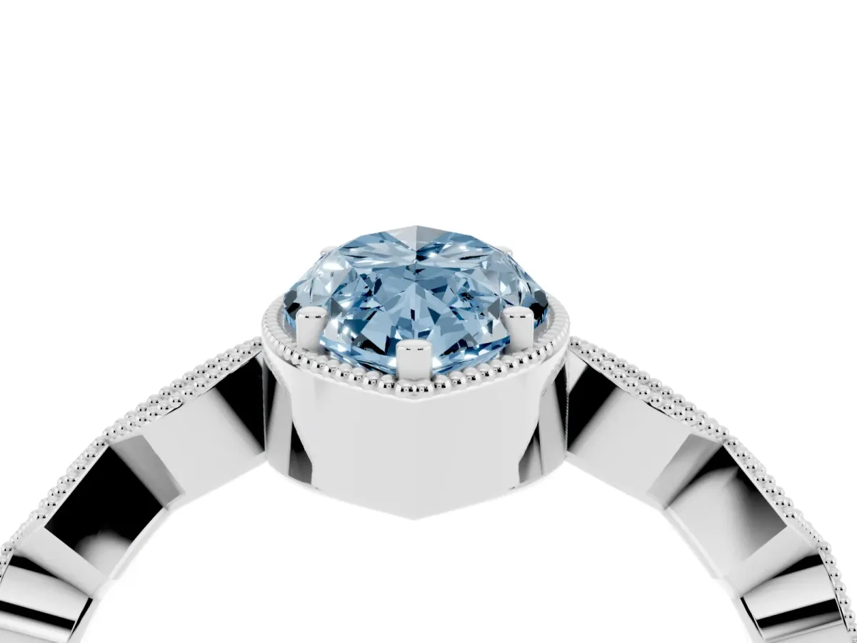 Fancy Blue Marquise Cut Milgrain Marquise Diamond Twist Band Ring Silver