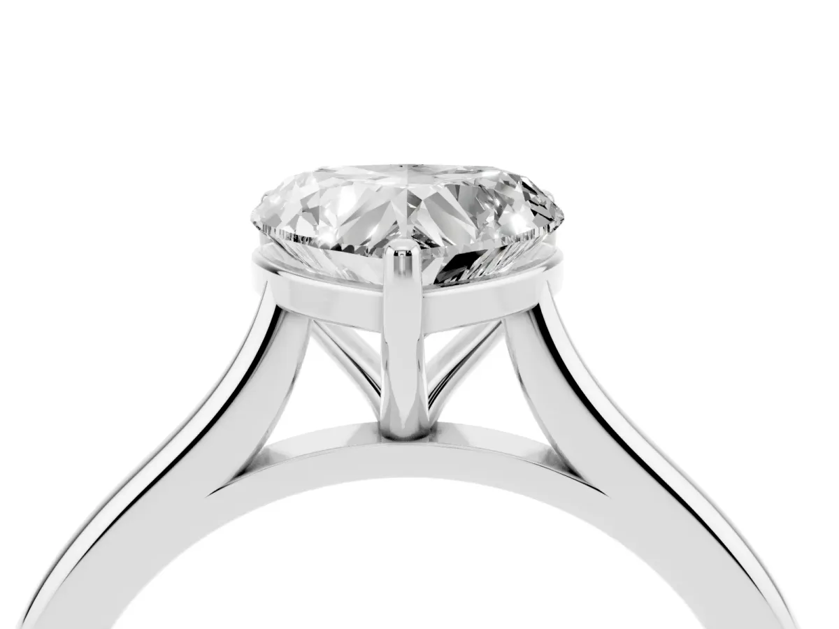 Heart Cut Cut Solitaire Ring with Cathedral Band and Four-Prong Setting Platinum
