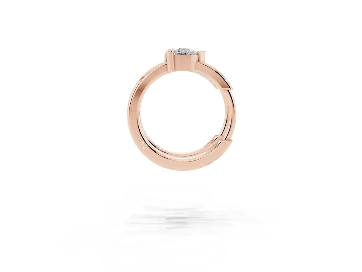 Pear Diamond Mini Huggie Hoop Earrings Rose gold