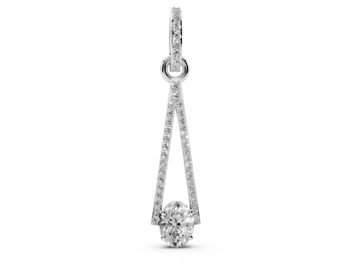 Round Diamond V-Prong Pavé Pendant Silver