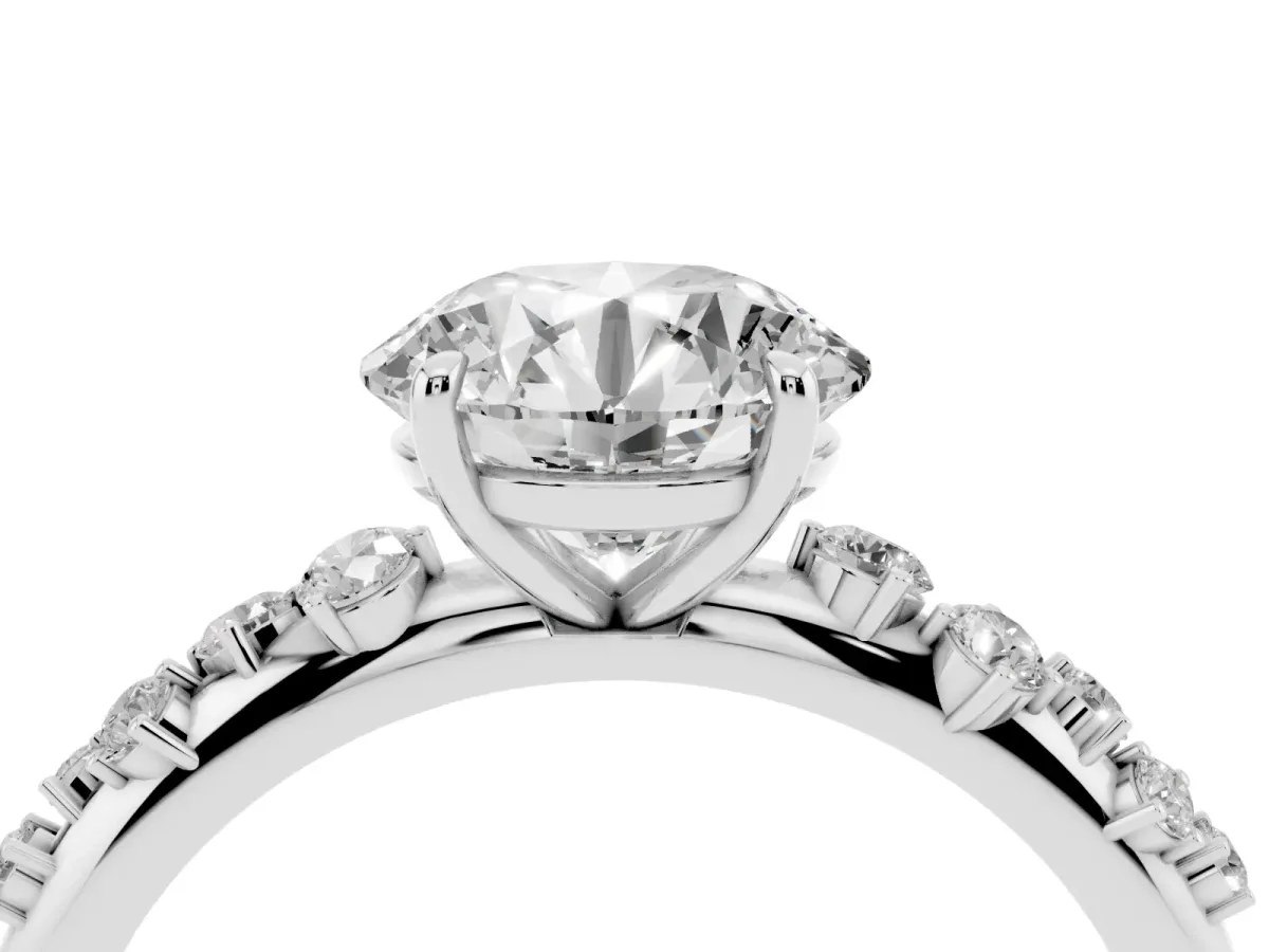 Round Cut Diamond Cluster Prong-Set Solitaire Ring Platinum