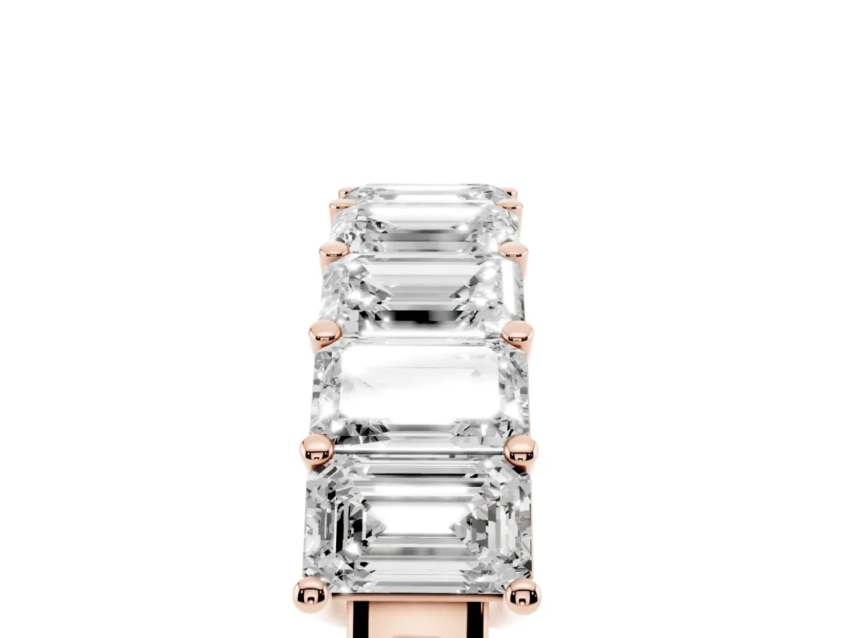 Emerald Cut Diamond Prong-Set Eternity Band Rose gold