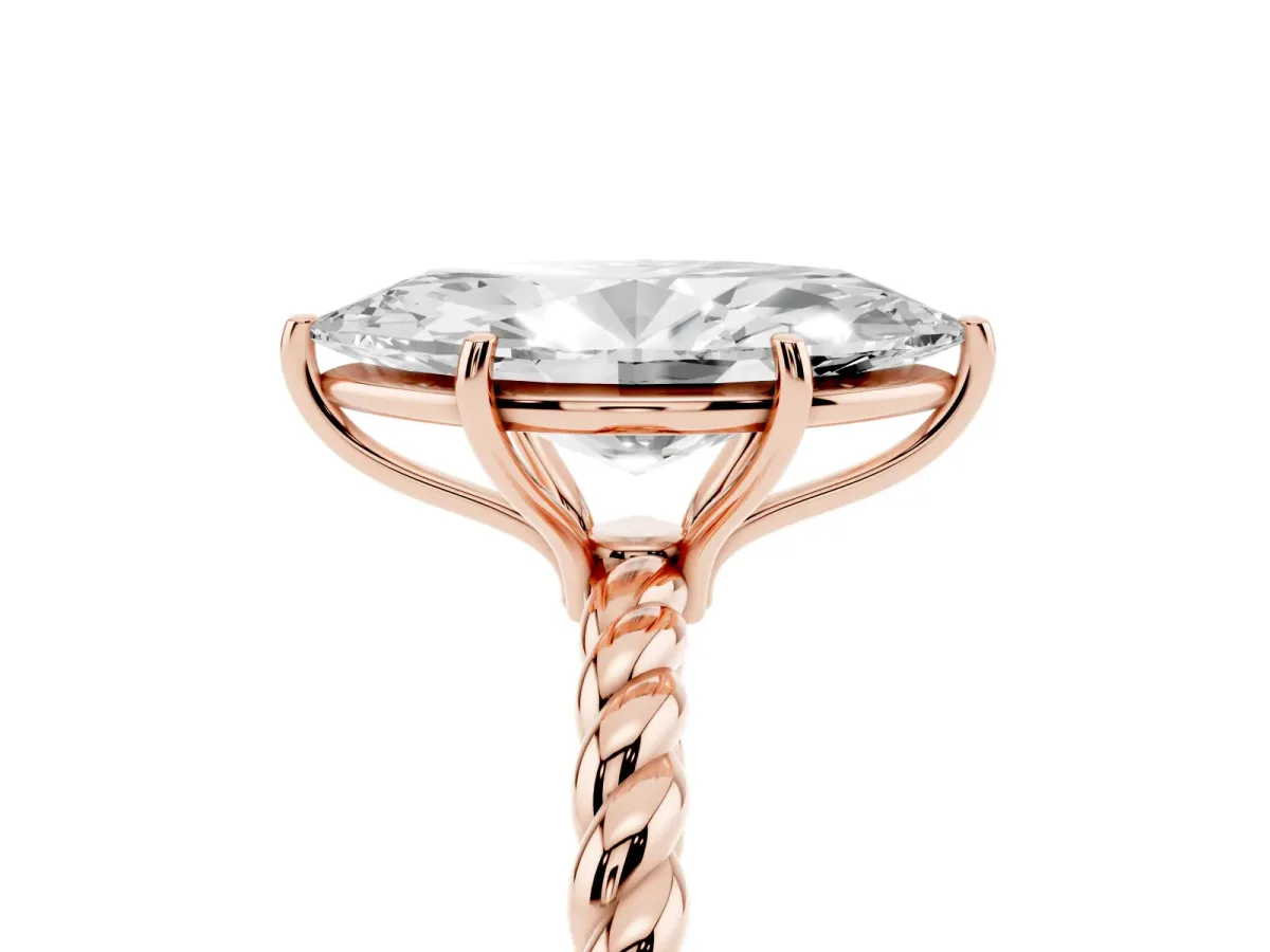 Marquise Cut Solitaire Twisted Band 4-Prong Ring Rose gold