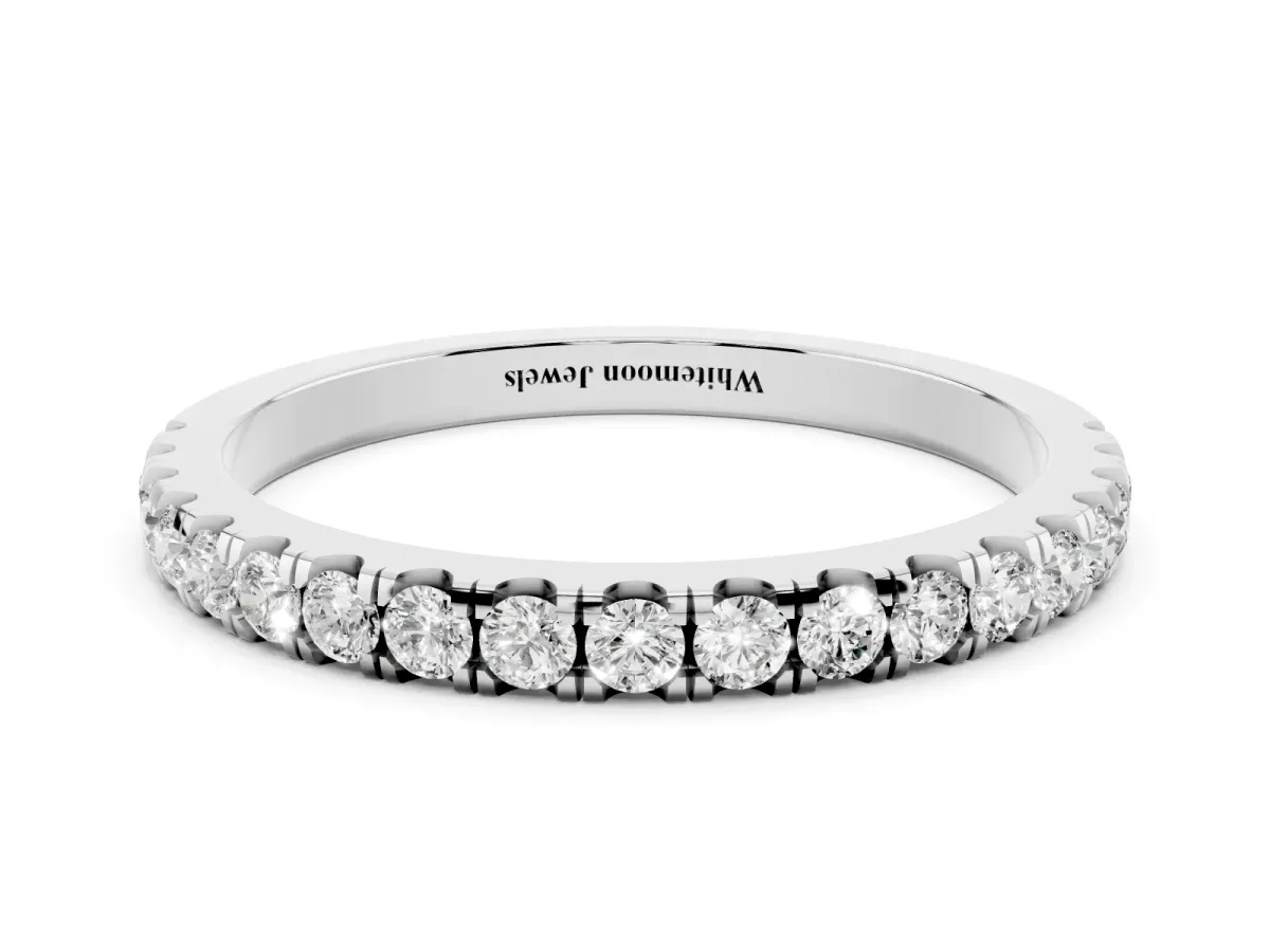 Round Diamond Classic Half Eternity Band with Shared Prong Setting Platinum