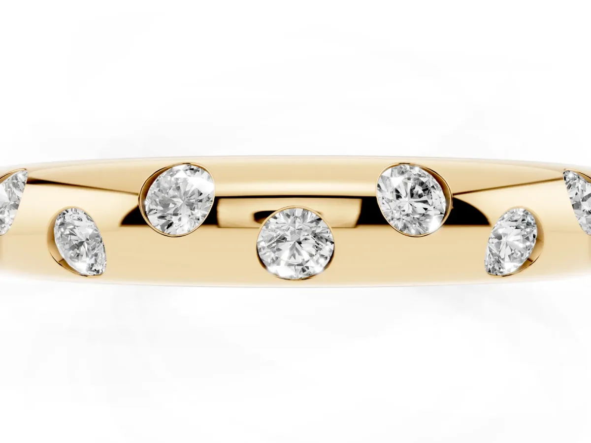 Round Diamond Flush-Set Comfort Fit Band Yellow gold