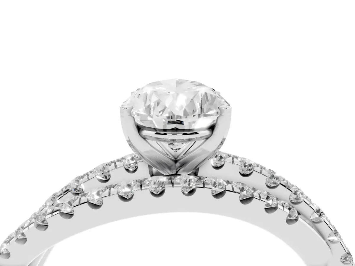 Pear Cut Solitaire Twist Band with Pavé Setting and Four-Prong Setting Platinum