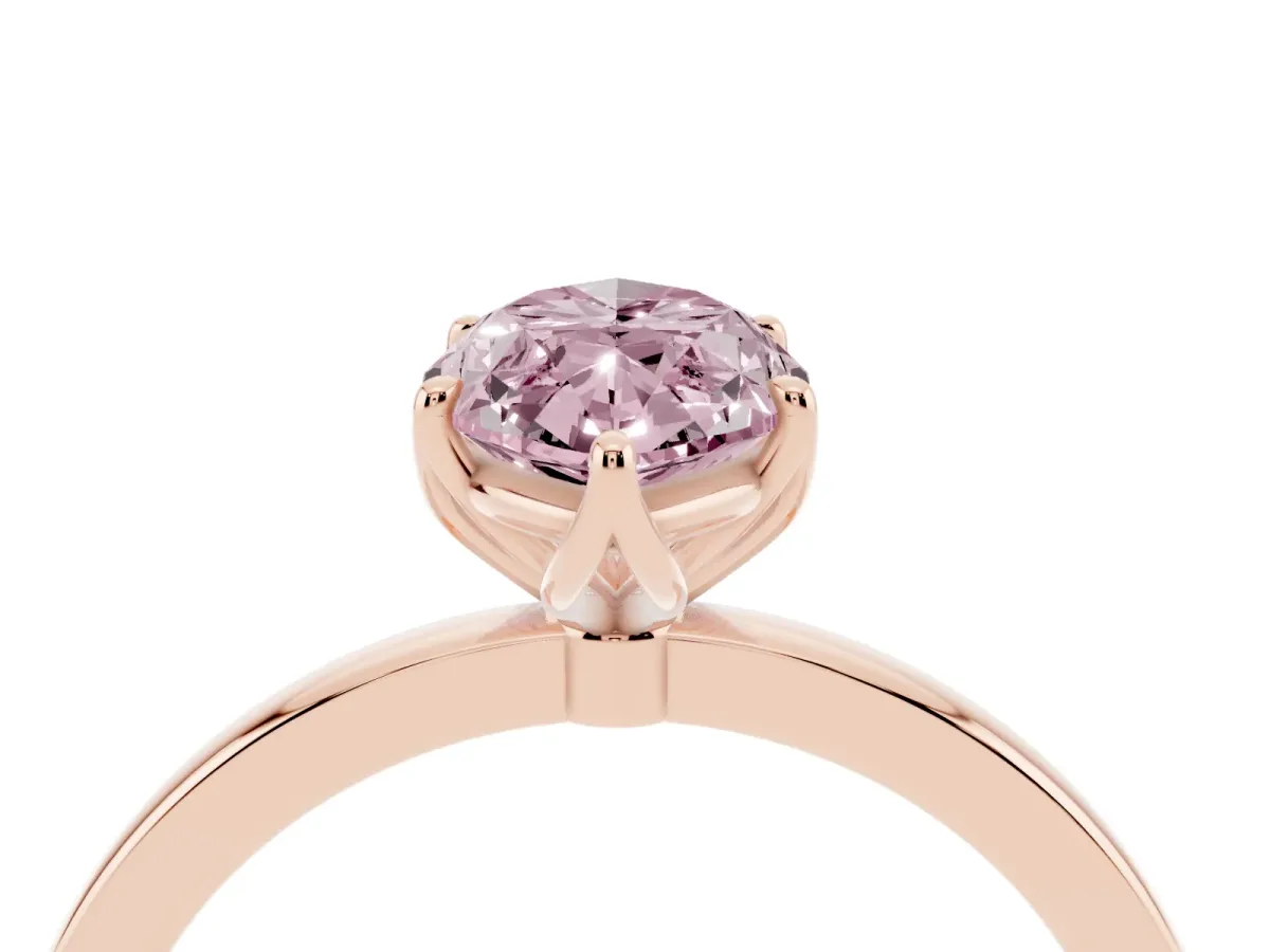 Fancy Pink Marquise Cut Diamond Solitaire Ring with Thin Band and Prong Setting Rose gold