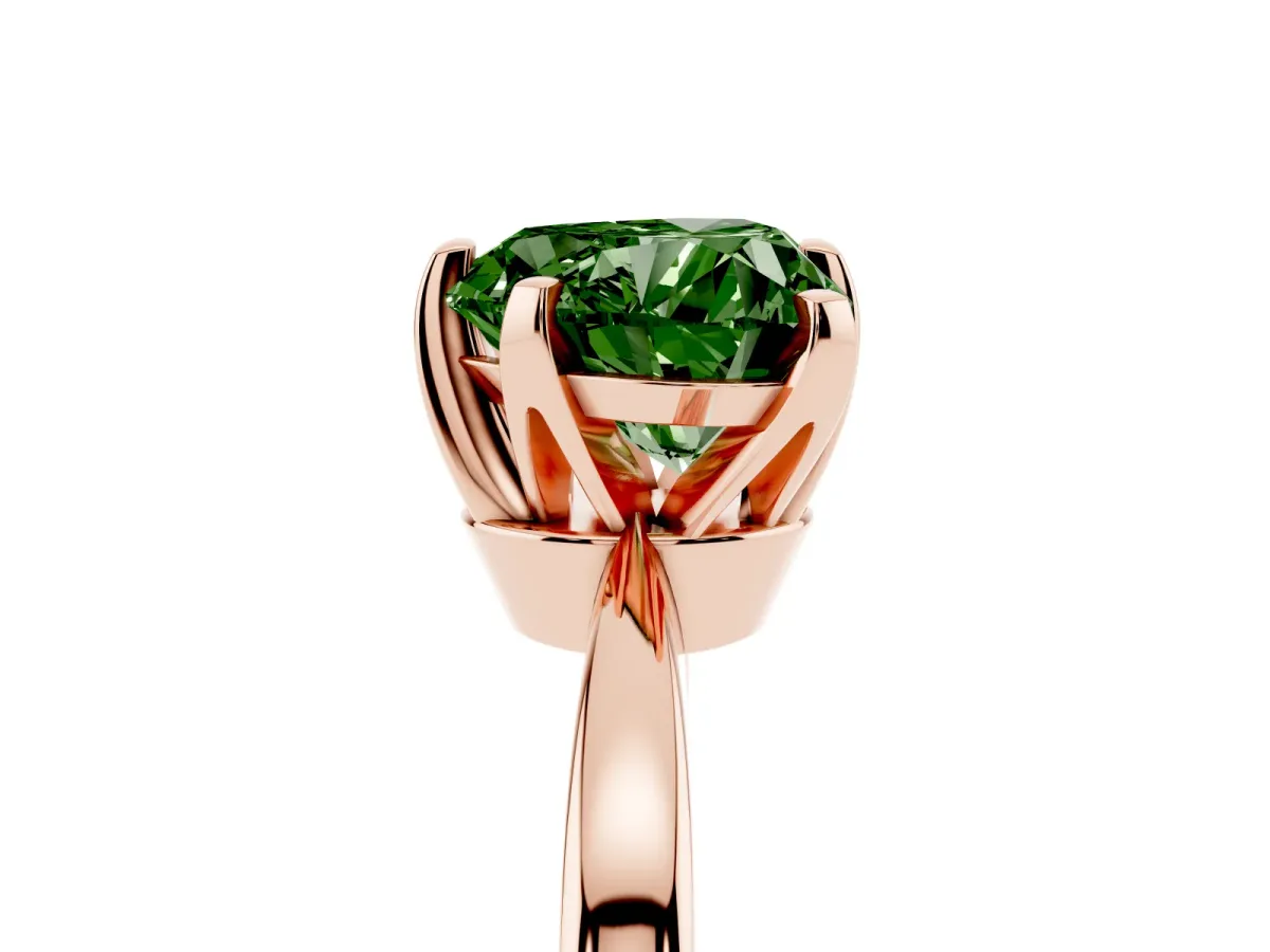 Fancy Green Heart Cut Solitaire Engagement Ring with Six-Prong Setting and Tapered Band Rose gold