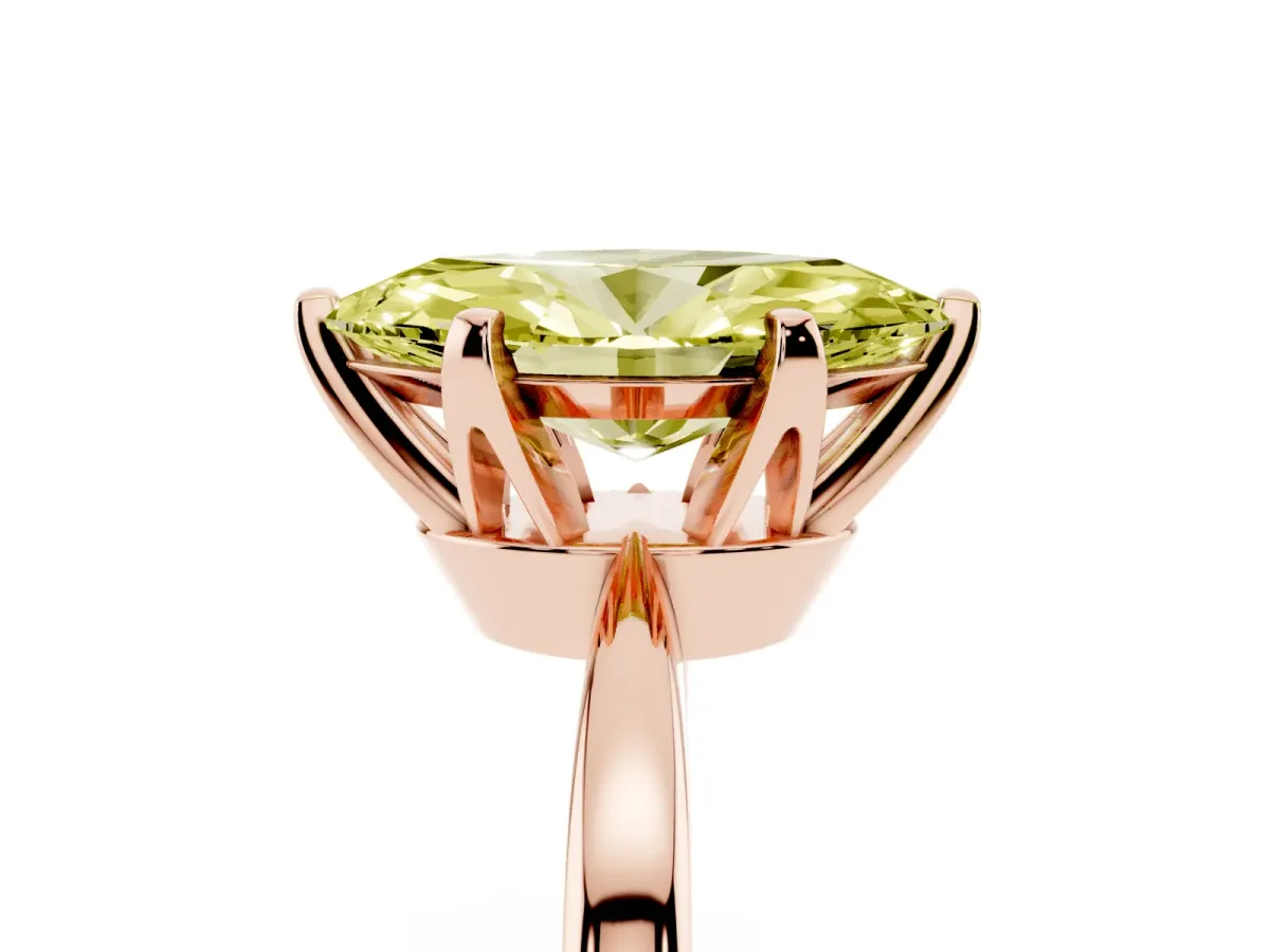 Fancy Yellow Marquise Cut Solitaire Engagement Ring with Six-Prong Setting and Tapered Band Rose gold