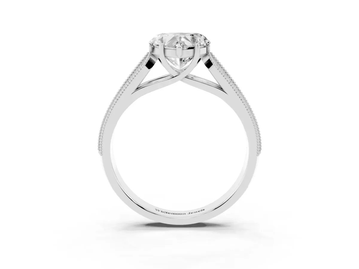Heart Cut Cut Pave Split Shank Engagement Ring with Four-Prong Setting Silver