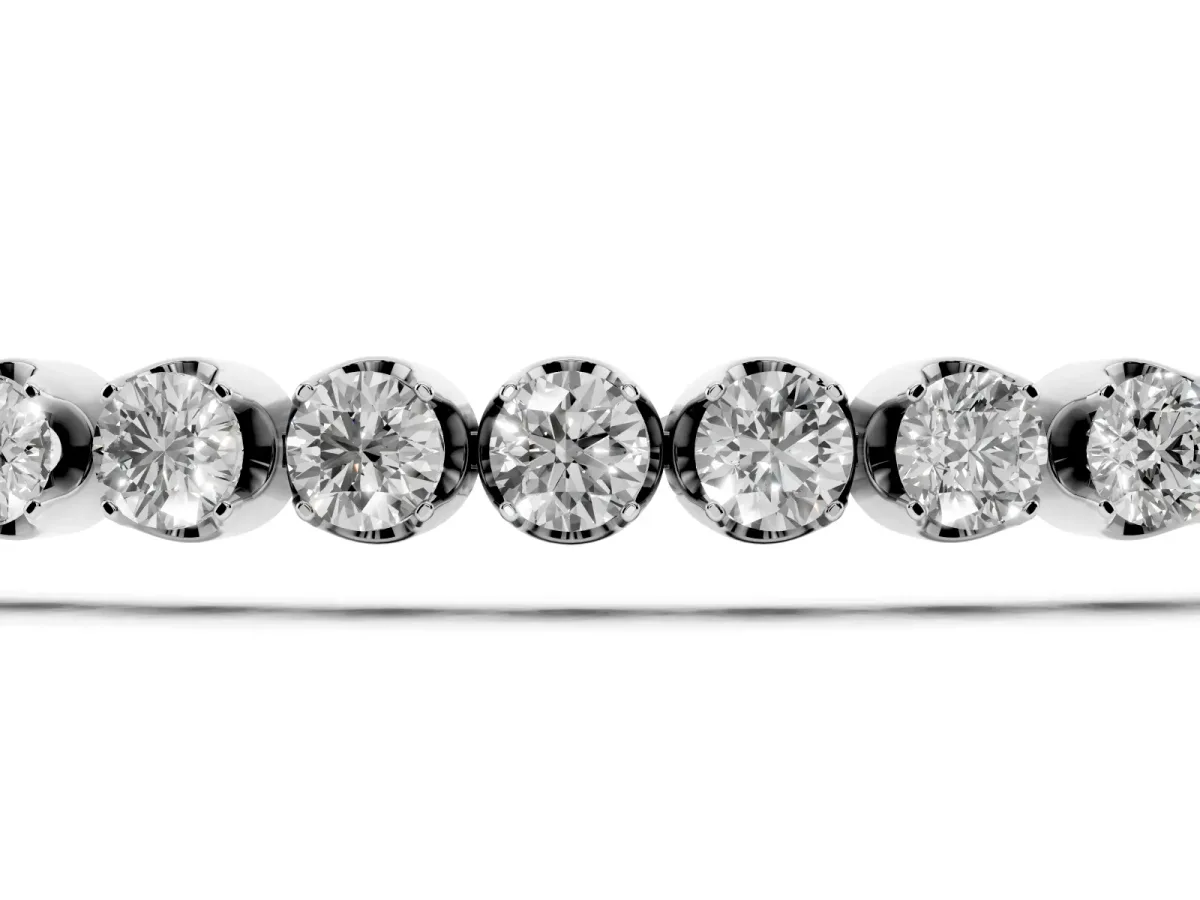 Round Diamond Bezel-Set Tennis Bracelet Silver