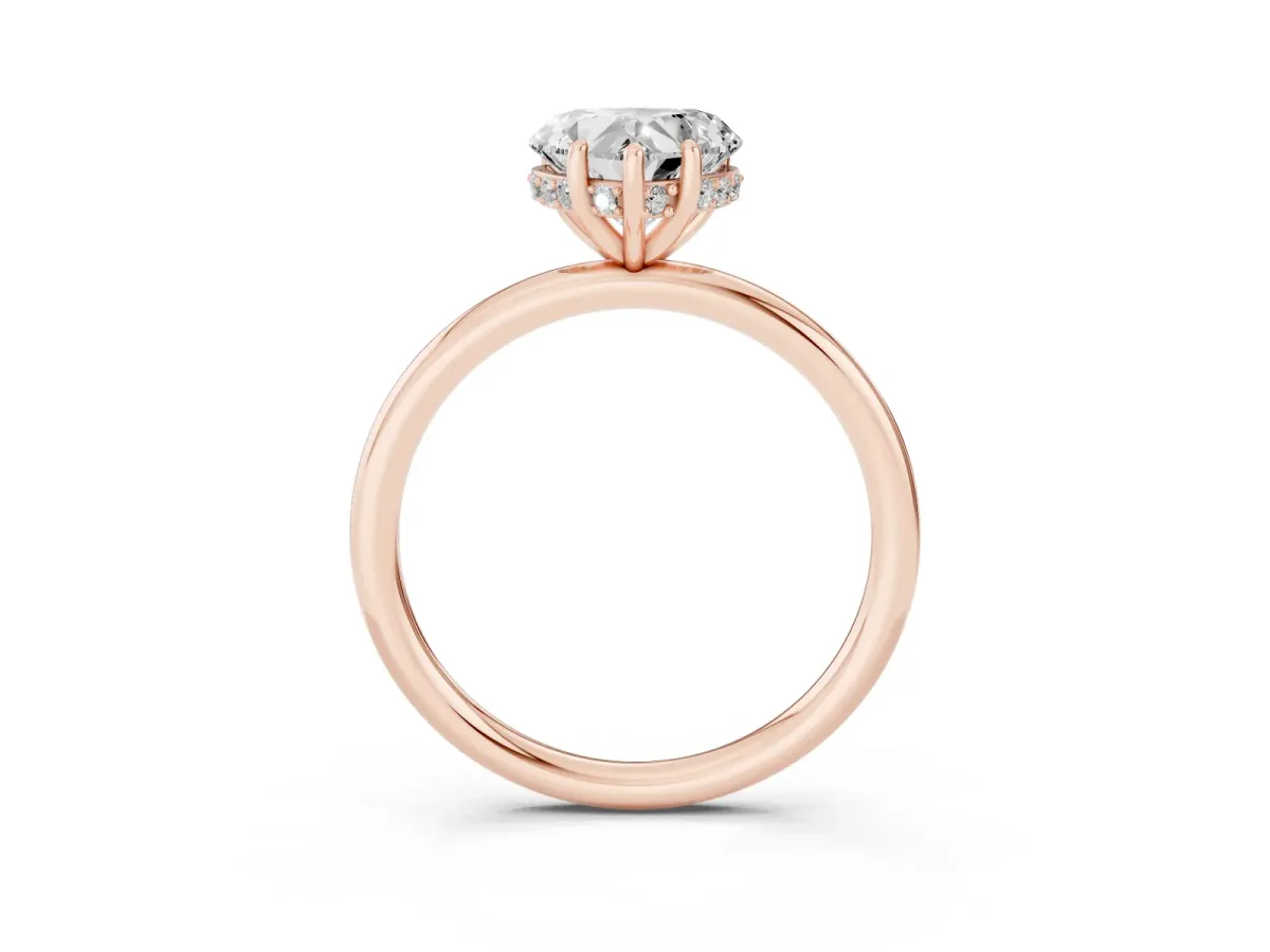 Heart Cut Solitaire Diamond Ring with a Classic Band and Four-Prong Setting Rose gold
