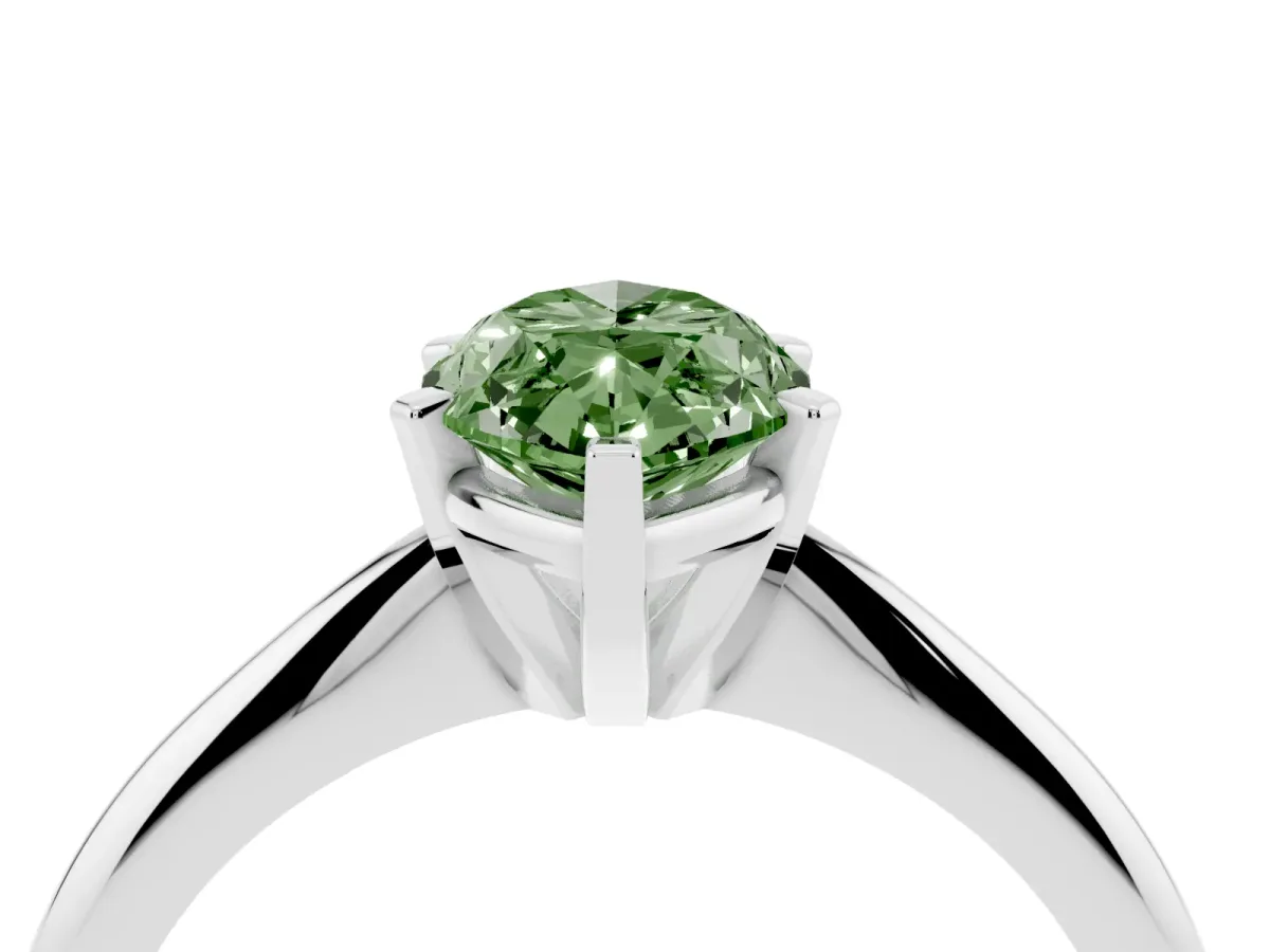 Fancy Green Marquise Cut Cut Solitaire Ring with Four-Prong Setting on a Classic Band Silver