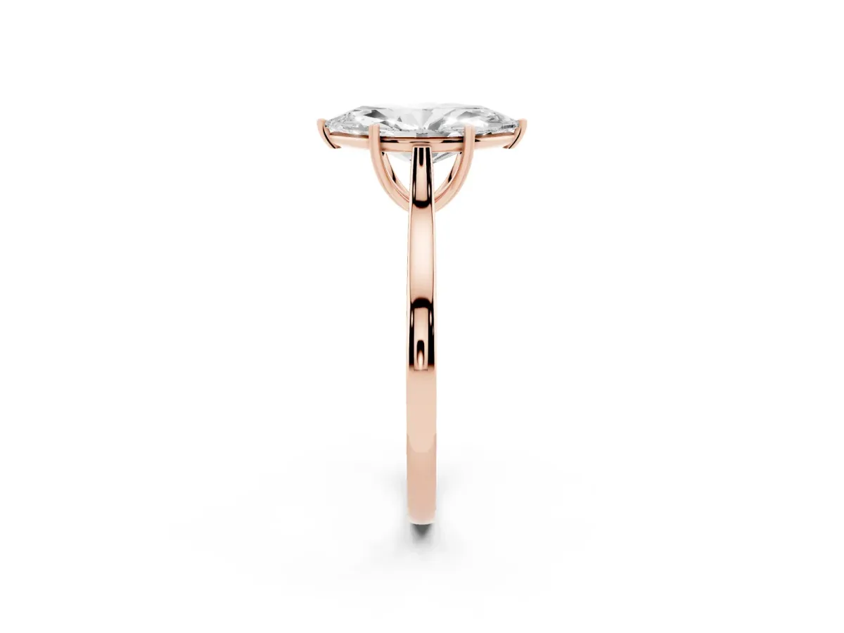 Marquise Cut Solitaire Heart Prong Engagement Ring with Tapered Band Rose gold