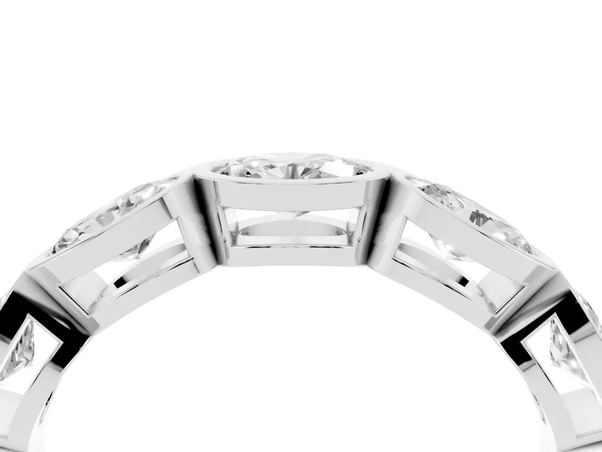 Oval Diamond Bezel Set Eternity Wedding Band Platinum