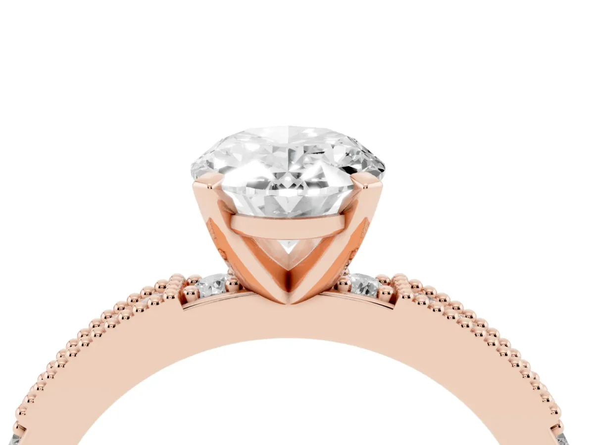 Oval Cut Solitaire with Pavé Band and Four-Prong Setting Rose gold