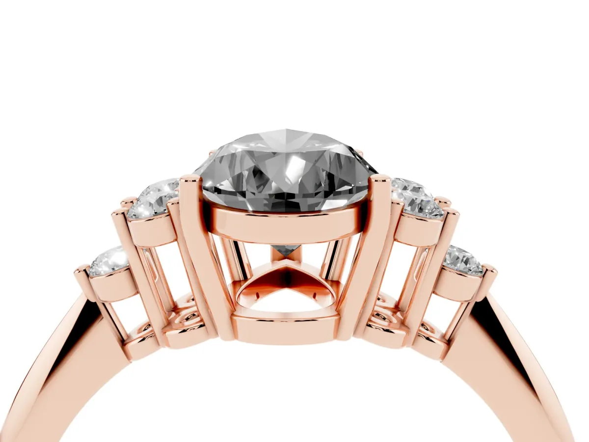 Fancy Black Pear Cut Cut Diamond Cluster Ring with Solitaire Band and Four-Prong Setting Rose gold
