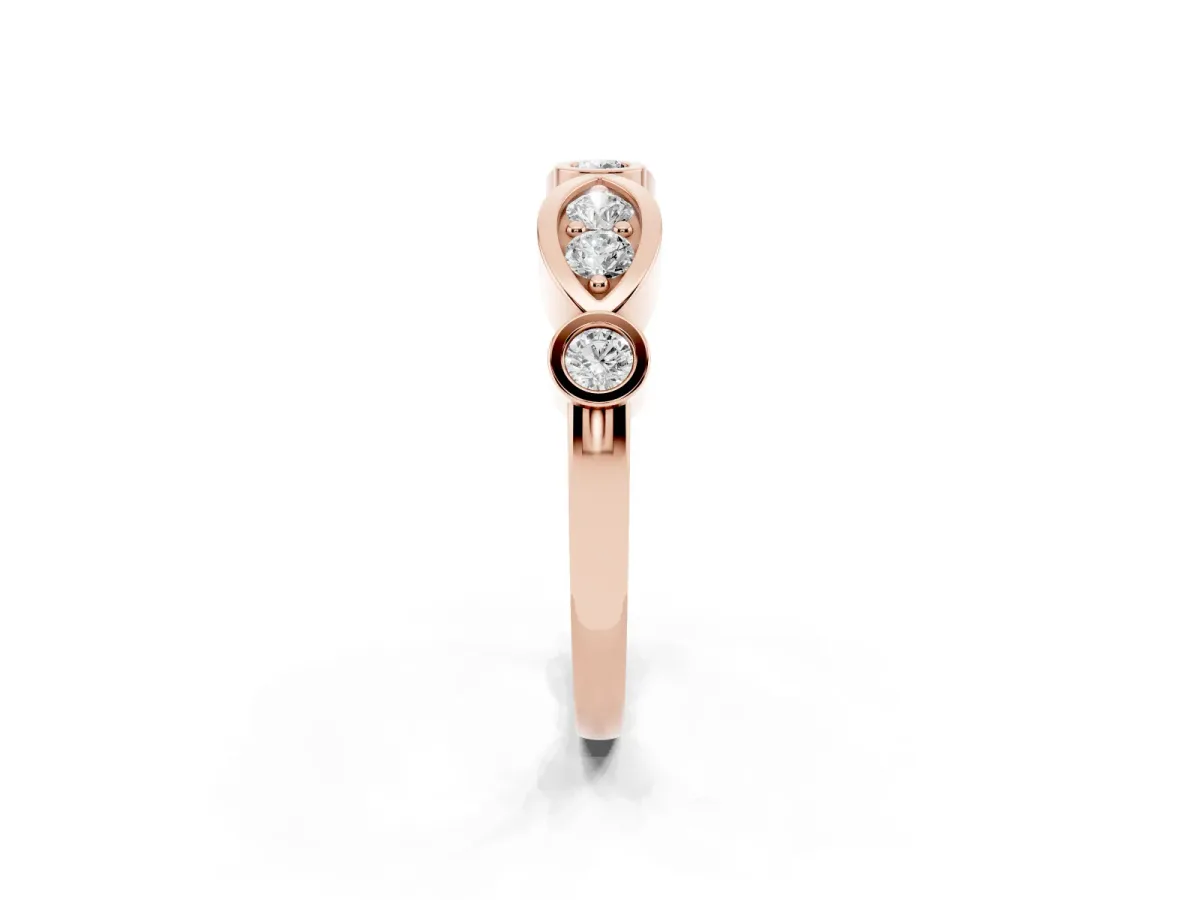 Bezel Set Round Diamond Marquise Band Rose gold