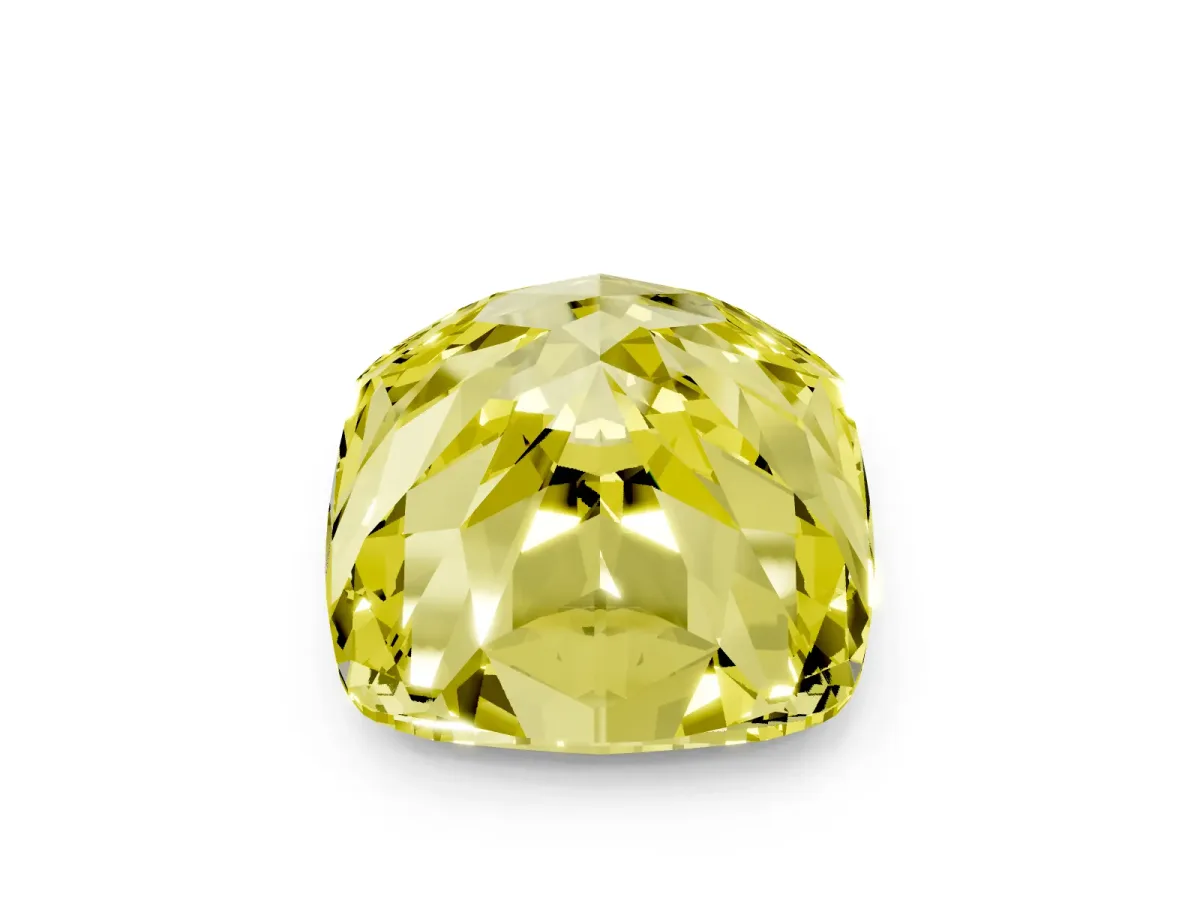 Fancy Yellow Cushion Cut Solitaire Engagement Ring with Cathedral Band and Four-Prong Setting Rose gold