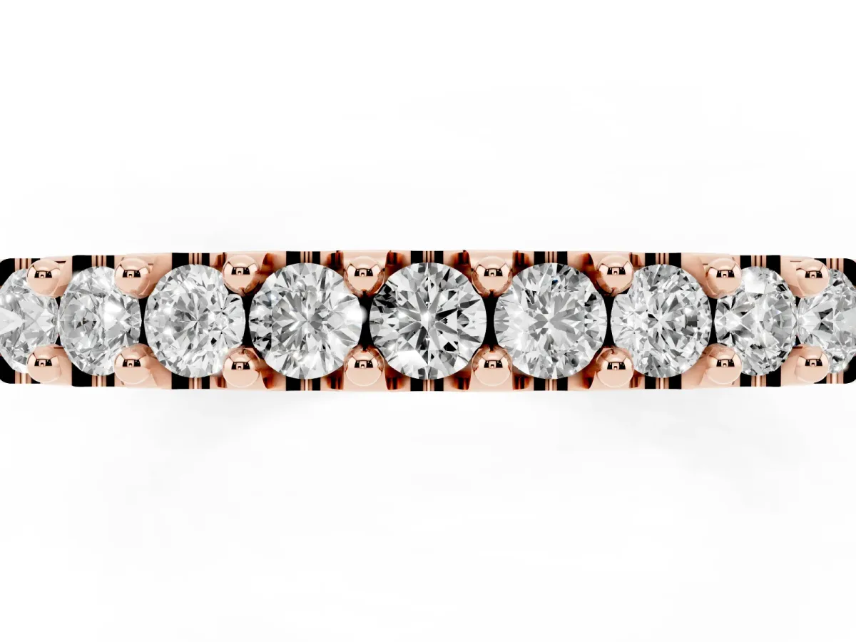 Round Diamond Pavé Set Half Eternity Band Rose gold