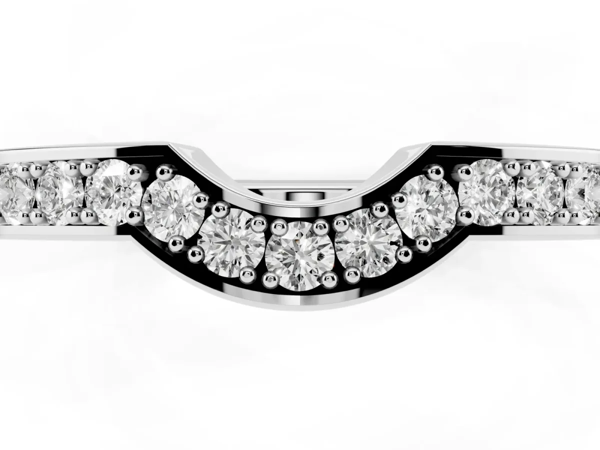 Pavé Round Diamond Contour Band with Channel Setting White gold