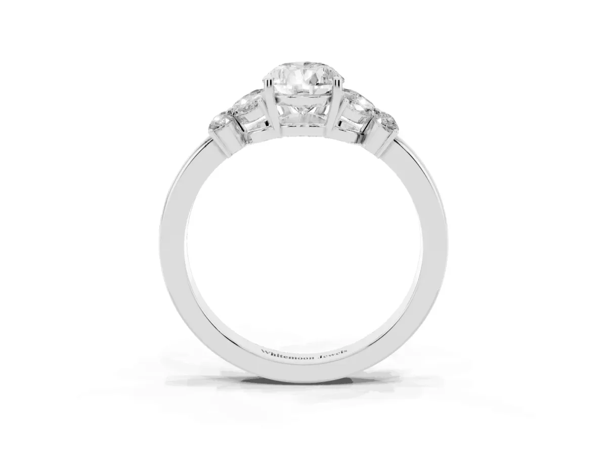 Pear Cut Cut Solitaire Floral Diamond Ring with Four-Prong Setting Platinum