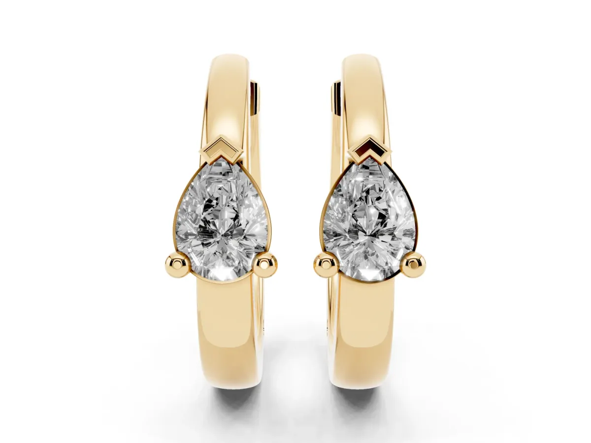 Pear Diamond Mini Huggie Hoop Earrings Yellow gold