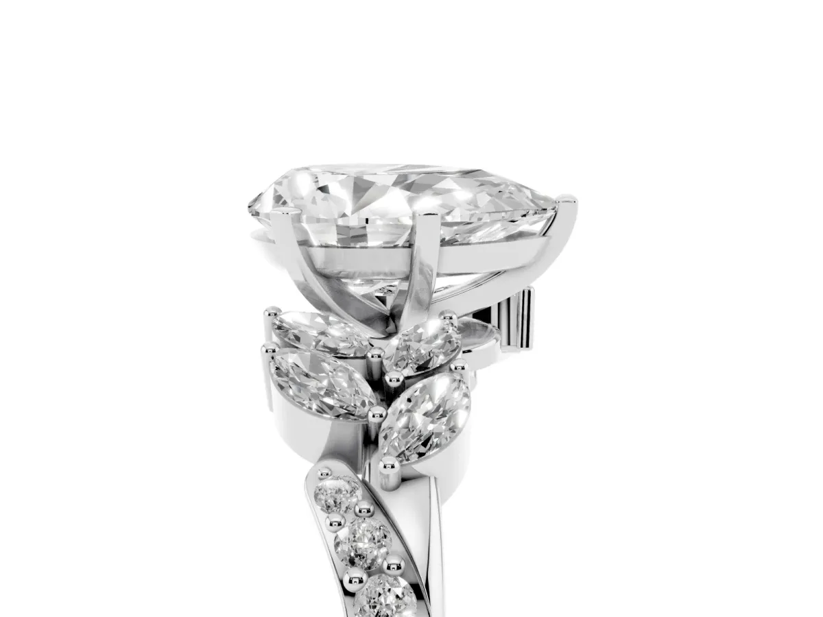 Pear Cut Solitaire Marquise Twist Band with Six-Prong Setting Silver
