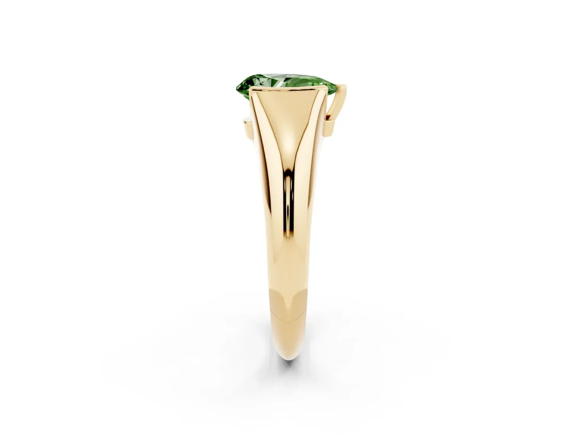 Fancy Green Pear Cut Solitaire Tension Set Diamond Ring Yellow gold