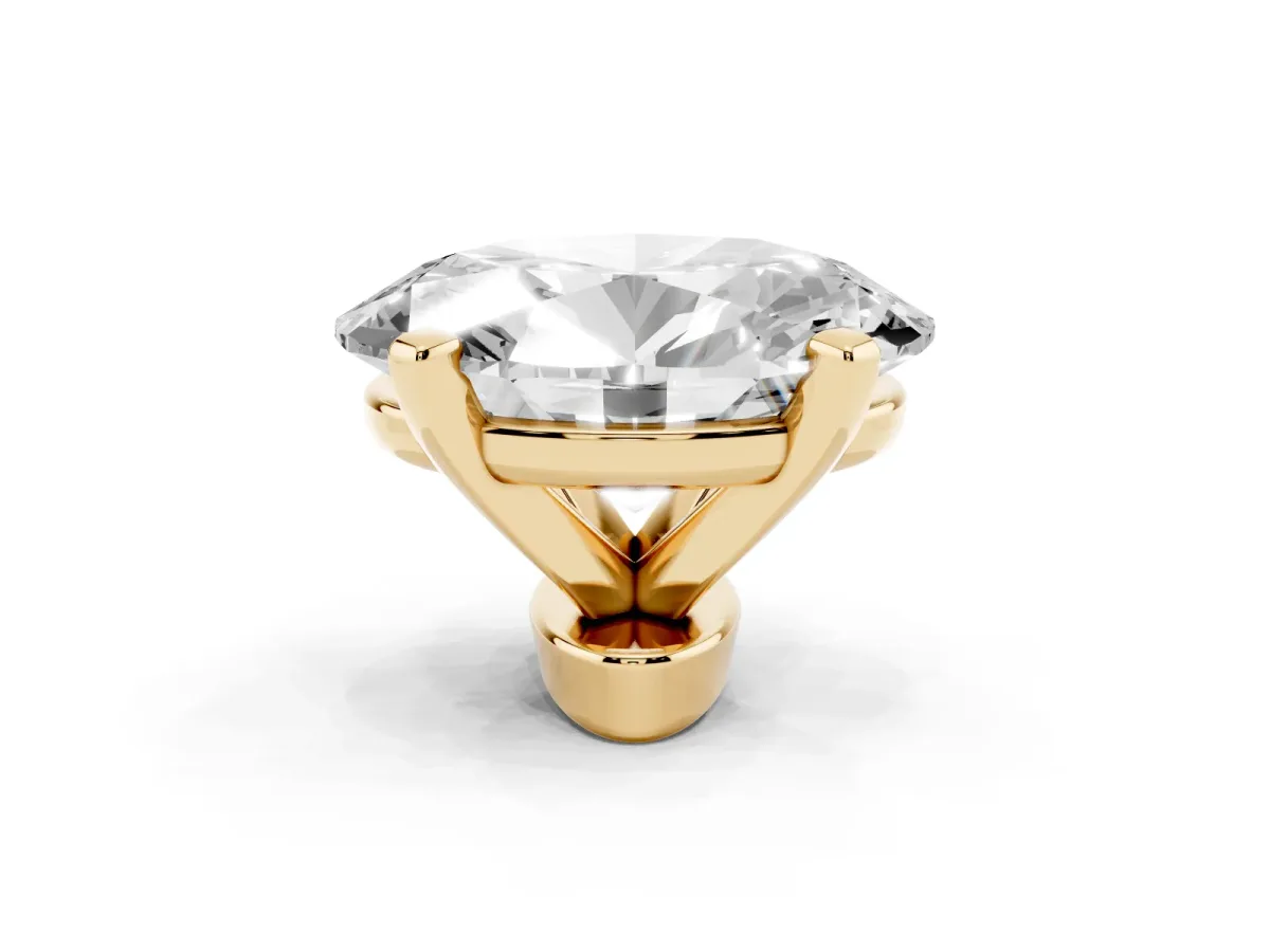 Oval Cut Diamond Solitaire Ring with Prong Setting and Classic Band Yellow gold