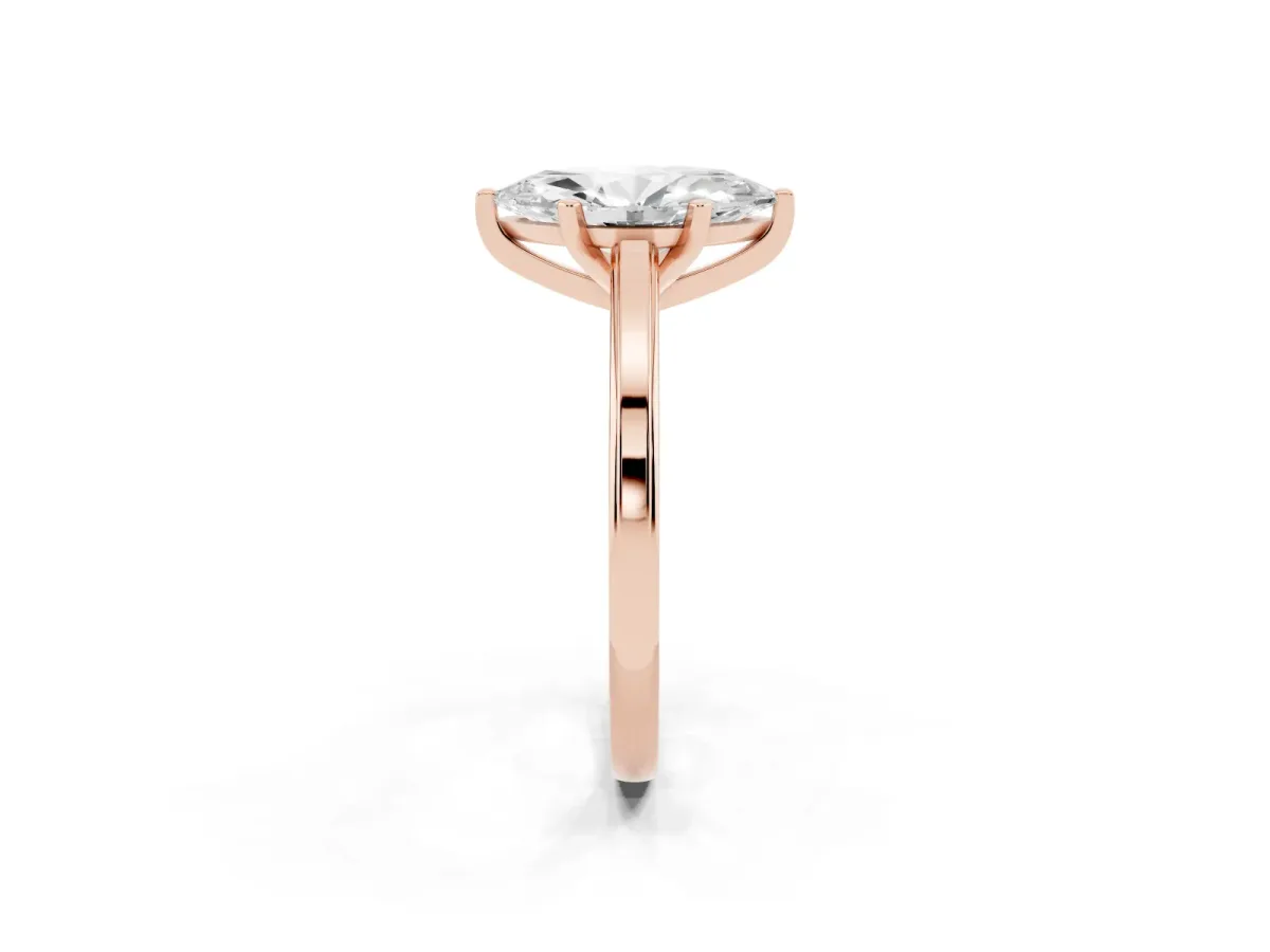Marquise Cut Solitaire Diamond Ring with Four-Prong Setting and Classic Band Rose gold