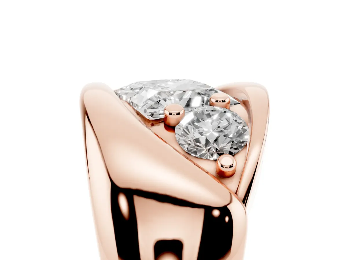 Channel Set Princess Cut Diamond Crossover Band Rose gold