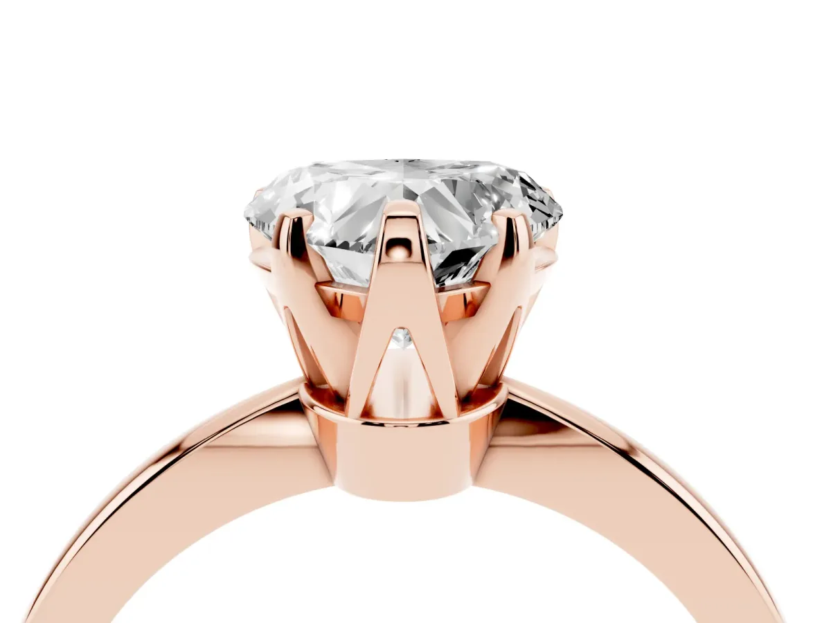 Heart Cut Solitaire Engagement Ring with Six-Prong Setting and Tapered Band Rose gold