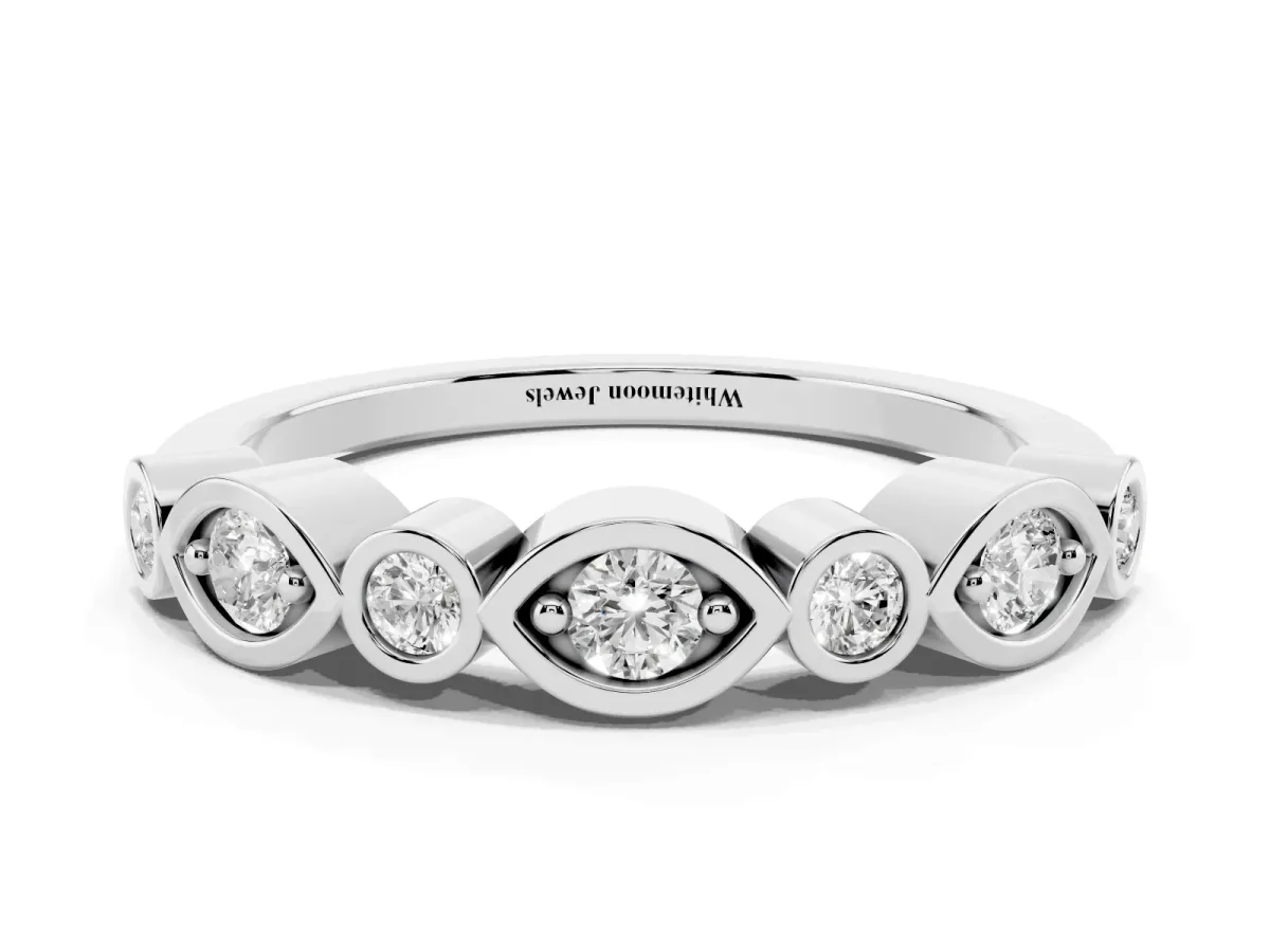 Bezel Set Mixed Shape Diamond Eternity Band Platinum