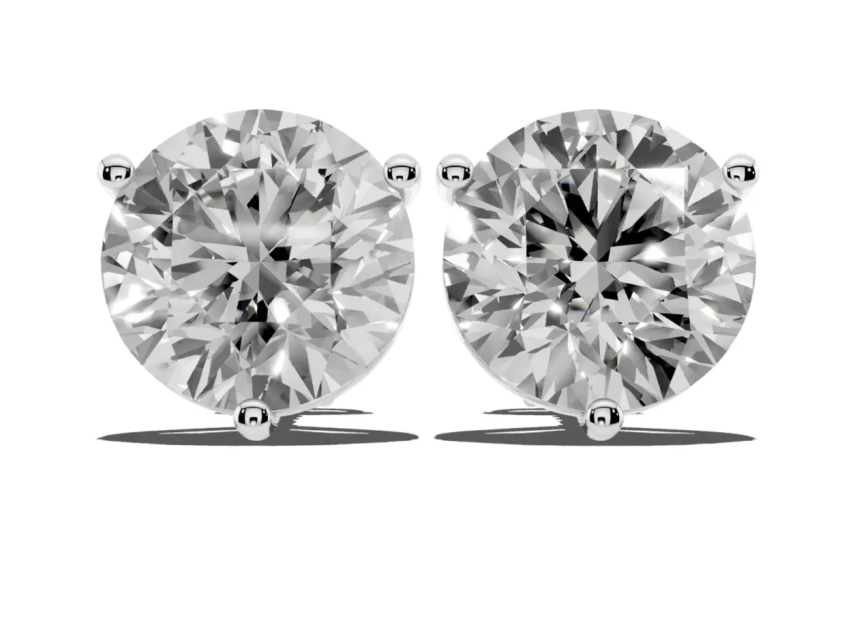 Round Brilliant Diamond Martini Stud Earrings Silver