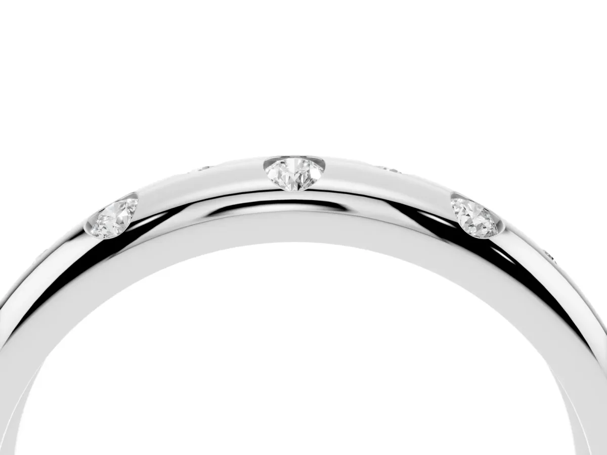 Round Diamond Flush-Set Comfort Fit Band White gold
