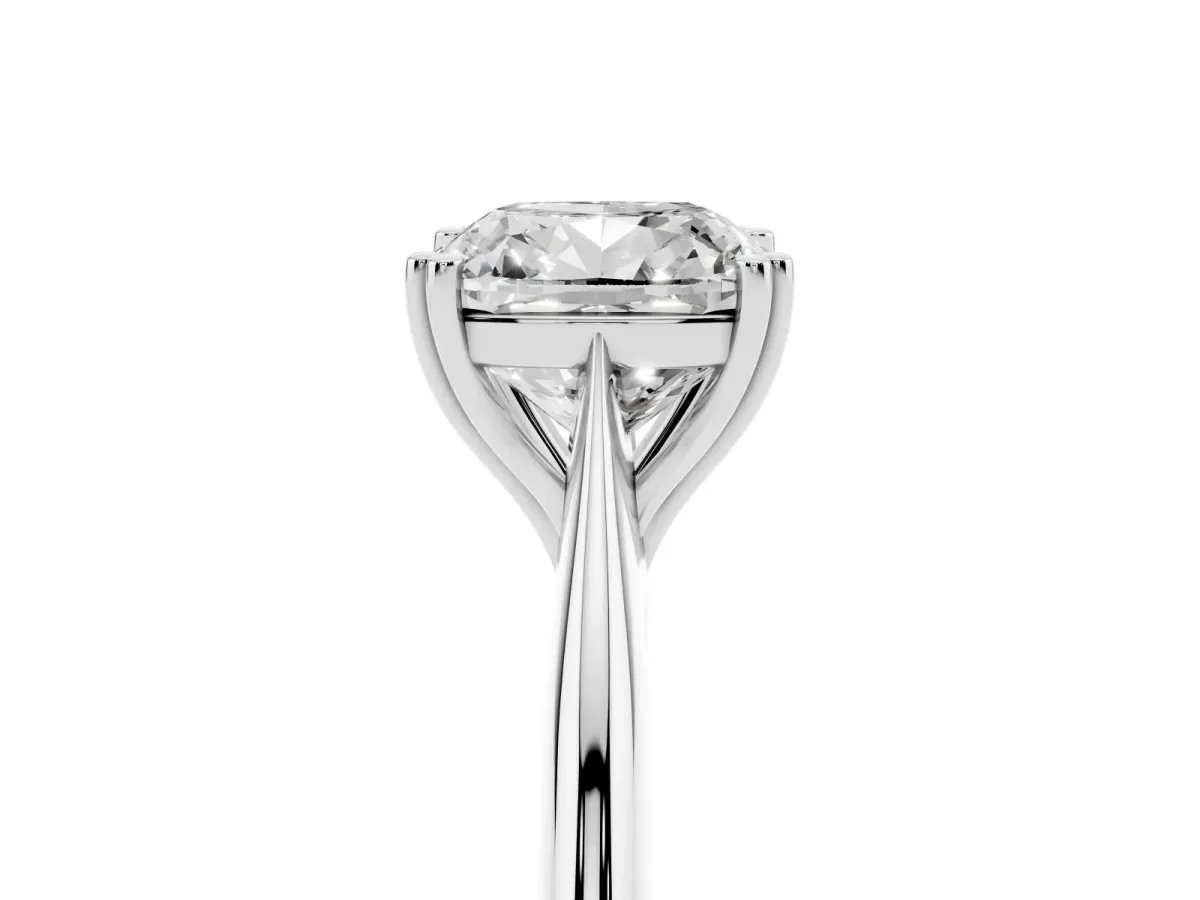 Cushion Cut Solitaire Diamond Ring with Six-Prong Setting and Classic Band Silver