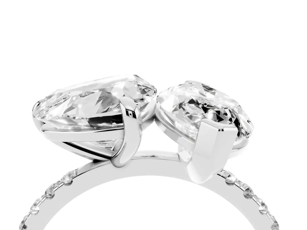 Heart and Marquise Toi Moi Ring with Prong Setting and Pave Band Platinum